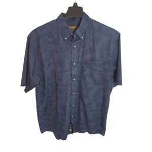 Men's Ariat Blue Floral‎  Large Button Down Short Sleeve Shirt Hawaiian